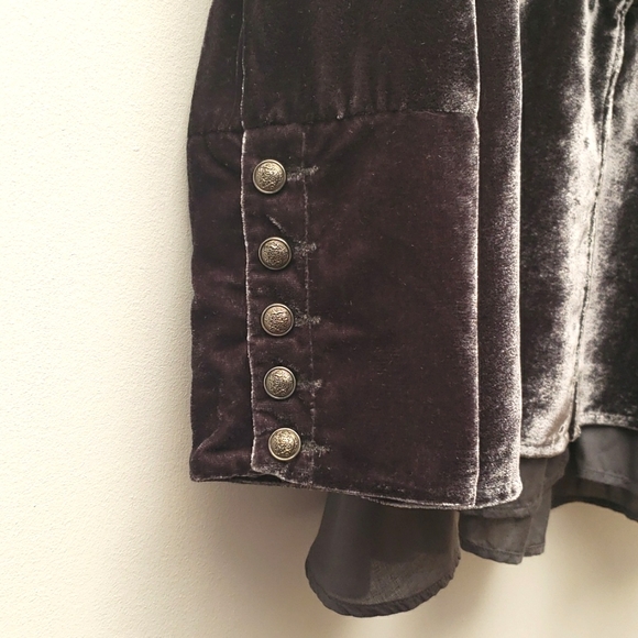 Free People Faye Velvet Jacket Women's Size Extra Small Ebony Military - Picture 7 of 16